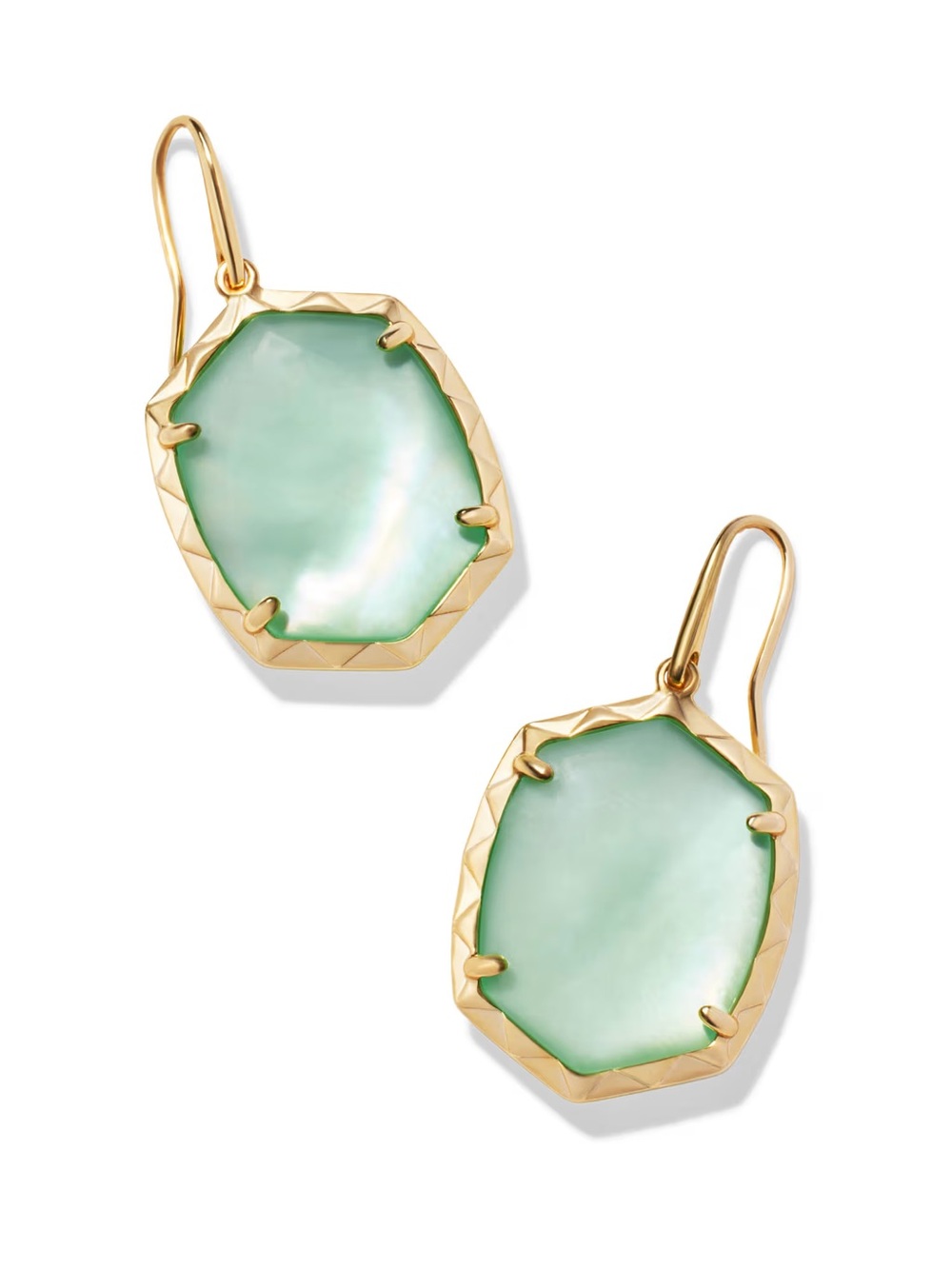 Kendra Scott Daphne Gold-Plated Earrings with Mint Green Stone